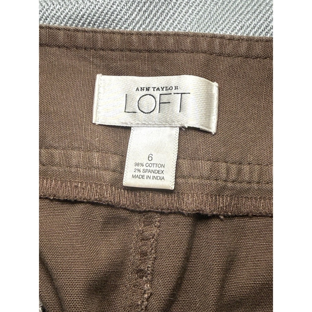 ANN TAYLOR LOFT WOMENS COTTON SKIRT SIZE 6 Brown - Picture 3 of 7
